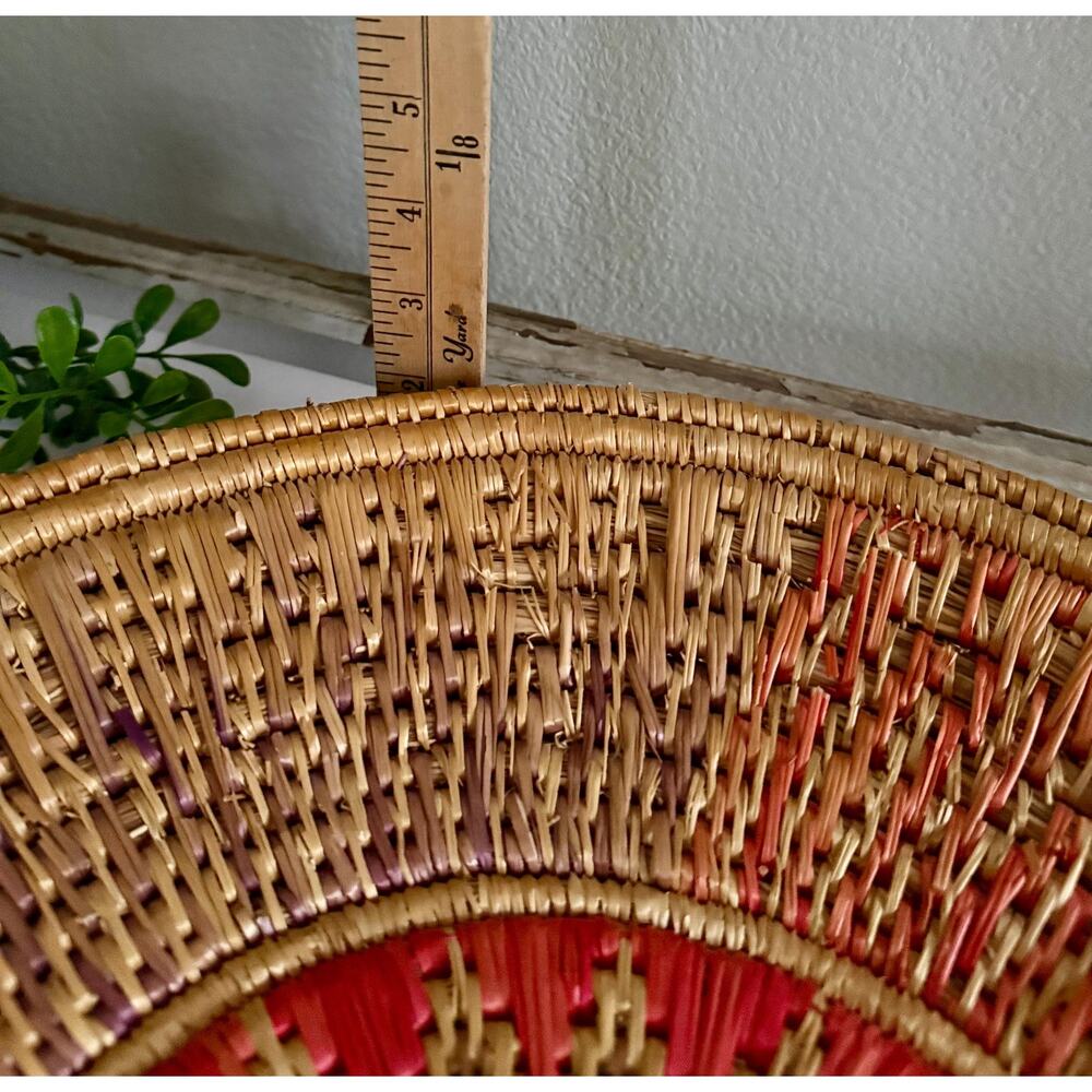 Vintage Boho Woven Wall Basket | 1970s Sunflower Starburst Basket - Picture 5 of 5
